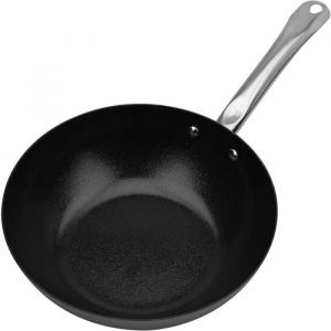 GSW 166706 Wok Avanti 28 cm, acier au carbone, acier inoxydable, noir