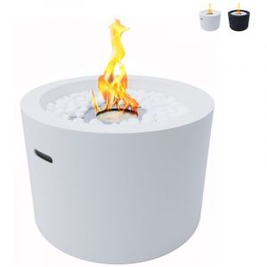 Chemin&eacute;e au bio&eacute;thanol brasero de jardin rond pour int&eacute;rieur et ext&eacute;rieur RODI Blanc d.47,5