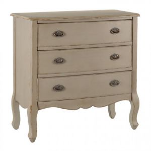 Image de Tousmesmeubles Commode 3 tiroirs Bois Crème AIMEE N°1