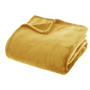 Atmosphera Couverture flanelle 180 x 230 cm - Couleur: Couverture flanelle 180 x 230 cm Ocre-Ocre$Jaune