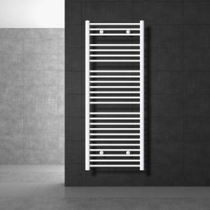 Ecd germany radiateur sèche serviette radiateur design electrique 600 x 1500 mm blanc tige coudée connexion latéral