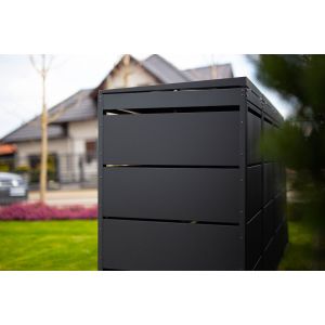 Cache Poubelle Quadruple en acier galvanisé - 4x120 Litres - Gris