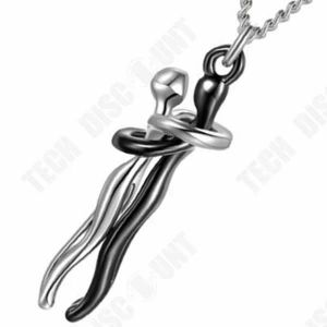 Collier - Td - Couple Amoureux - Pendentif En Cuivre - Chaîne En Acier Inoxydable - Mixte