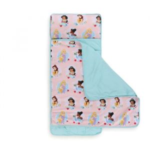 Tapis de sieste Princesses Disney pour enfant sac de couchage doux avec oreiller intégré pour l’école.