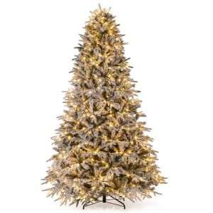 Coast 240 cm Arbre de No&euml;l Artificiel avec Neige & Lumi&egrave;res - Vert/Blanc - 460 LEDs blanc chaud - Grand sapin de pin