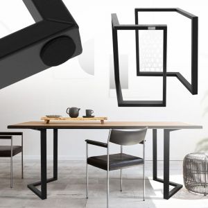 ML-Design Jeu 2x Pieds de Table ARROW, Forme de V, Noir, 70x72 cm, Métal, Design