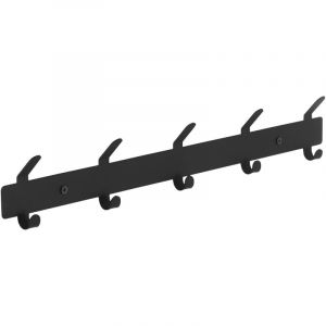 Porte-manteau mural en métal, Patère pour Mur, 5 doubles Crochets pour Vêtements, noir