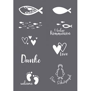 Rayher Pochoir De S&eacute;rigraphie F&ecirc;te A5, 1 Pochoir+1 Spatule,