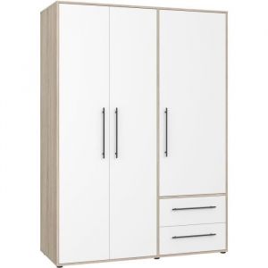 Armoire MOKKARIS 3 portes Ch&ecirc;ne Sonoma et blanc mat 144,4 x 58,8 x 200,1 cm