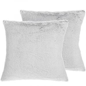 Beliani Lot de 2 coussins 45 x 45 cm en fausse fourrure grise CLEMATIS