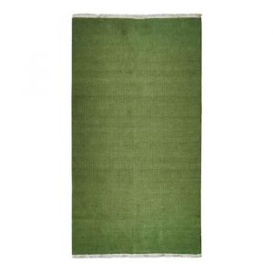 The Deco Factory Tapis en jute et coton avec franges vert foncé 80x150