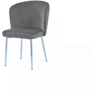 Lot de 4 chaises moderne diana chrome velours Gris