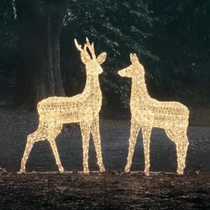Lights4Fun Duo de Grands Rennes Lumineux à LED Bicolores Swinsty