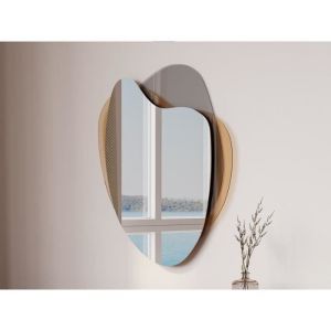 Miroir organique design - l. 55 x h. 71 cm - Marron et gris fumé - lishia