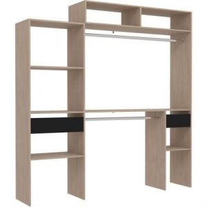 Kit dressing e tensible ARTIC EKIPA Chene et 2 penderies 2 tiroirs Surmeuble L198