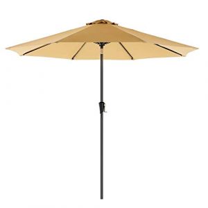 Songmics Parasol de Jardin Ø2,7 m, Ombrelle, Protection UPF 50+, Toile Polyester octogonale, inclinable, manivelle, Balcon, terrasse, Piscine, Plage, sans Socle, Taupe GPU27BR