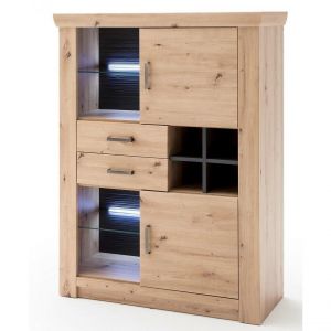 Pegane Vaisselier coloris chêne poutre - Longueur 110 x Hauteur 146 x Profondeur 45 cm