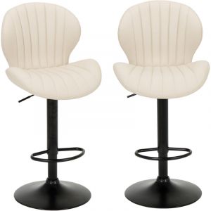 Lot de 2 tabourets de bar modernes pivotants – Tabourets réglables en simili cuir avec haut dossier, pour comptoir, îlot de cuisine ou salle à