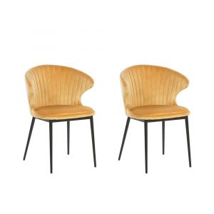 Beliani Lot de 2 chaises en velours jaune AUGUSTA - bleu