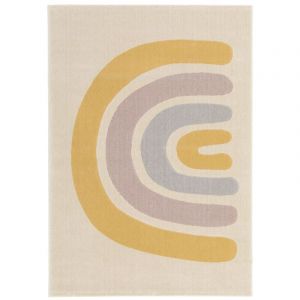 Bobochic Tapis - Tapis enfant poils courts ALAINA motif arc-en-ciel 80x150 Beige