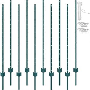 Lot de 10 Poteaux en T-VEVOR-en Acier Durable-Piquets Métalliques Durables Idéaux pour le Jardin la Cour la Pelouse la ferme