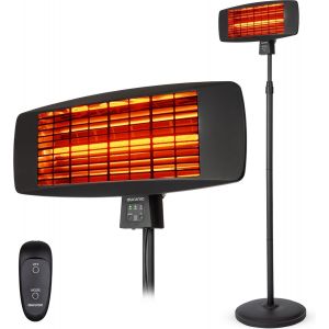 Chauffage de terrasse - Auronic - &Eacute;lectrique - 2000W - T&eacute;l&eacute;commande incluse - 3 niveaux - Noir