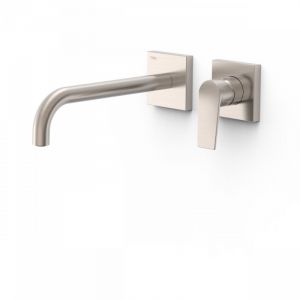 Robinet mitigeur de lavabo à encastrer avec bec de 14 cm fabriqué en laiton avec finition de couleur acier Project TRES