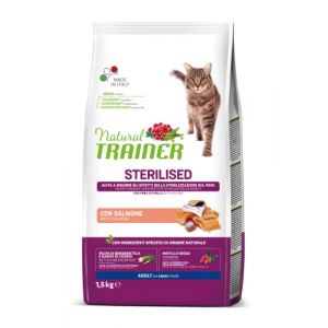 Image de TRAINER Natural avec Saumon st&eacute;rilis&eacute; 1,5 kg - Aliments secs pour Chats
