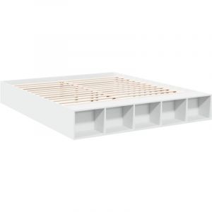 VidaXL Cadre de lit blanc 180x200 cm bois d'ingénierie, lit, lit double, lit de rangement, sommier, meubles de chambre, cadre de lit double