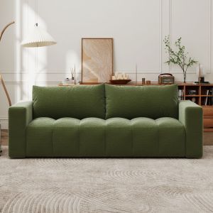 Concept-Usine Canap&eacute; convertible 3 places avec coffre en bouclette vert CANTERBURY