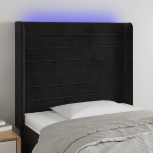 VidaXL Tête de lit à LED Noir 93x16x118/128 cm Velours - Black