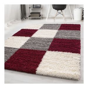 Allotapis Tapis shaggy graphique design Vita Rouge 200x290