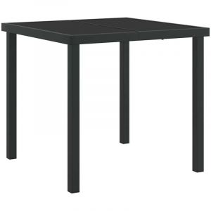 VidaXL Table de jardin noire 80x80x73 cm en verre trempé