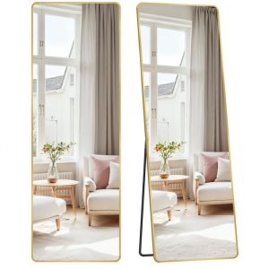 Songmics Miroir sur pied 160 x 50 cm miroir rectangulaire sur pied doré clair
