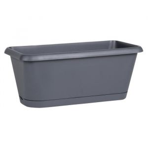 Image de Eda Plastiques EDA Jardiniere Chorus et plateau clipsé - Contenance 7,5l - Gris anthracite