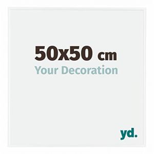 Yd. - Your Decoration - 50x50 cm - Cadre Photo en Plastique Avec Verre acrylique - Anti-Reflet - Excellente Qualité - Blanc Brillant - Cadre