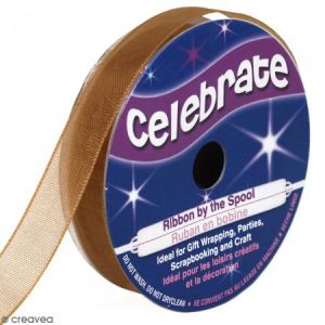 Image de Celebrate 8m de Ruban Organza - marron - Largeur 0.9cm