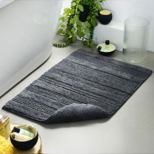 Tapis de bain coton épais double face gris LUIS