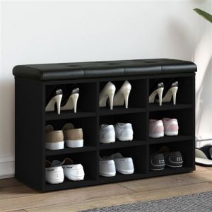 VidaXL Banc à chaussures noir 82x32x50 cm bois d'ingénierie