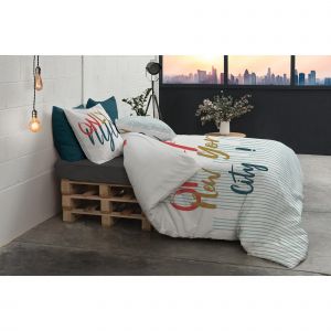 Les Ateliers du Linge Parure de lit 2 personnes avec housse de couette et taies d'oreiller