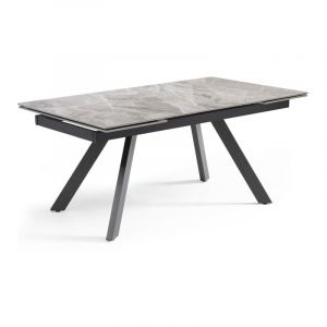 Table extensible 180/260 cm c&eacute;ramique marbr&eacute; laqu&eacute; pieds inclin&eacute;s - DAKOTA 08