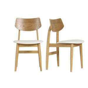 Miliboo Chaises scandinaves en bois clair et blanc (lot de 2) elion
