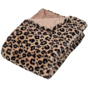 Atmosphera Plaid fausse fourrure imprimé Orana noir 160x120cm créateur d'intérieur