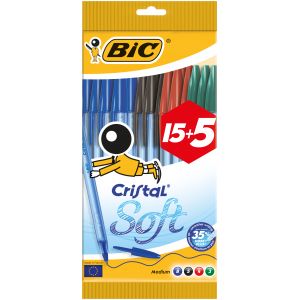 Image de Bic Cristal Soft couleurs assortis - Pack de 15+5