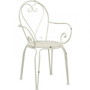 Image de Aubry Gaspard Fauteuil en m&eacute;tal blanc blanc antique - Blanc antique