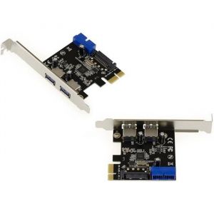 Kalea Informatique Carte Contrôleur USB 3.0 Sur Port PCIe - VIA VLI 805 - 2 Ports externes sur Equerre 2 Ports internes sur connecteur 19 points- USB3