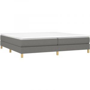 VidaXL Sommier à ressorts de lit Gris foncé 200x200 cm Tissu - Gris