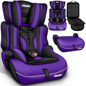 KIDUKU Siège auto pour enfants Noir / Violet évoluant avec la croissance Norme ECE R44/04 de 9 kg à 36 kg Groupe 1 + 2 + 3