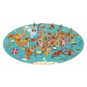 Sassi Junior Coffret livre et puzzle 200 pièces : Voyage, Découvre, Explore : Les civilisations anciennes