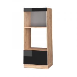 Armoire micro-ondes Fame-Line, Chêne noir brillant/chêne doré, 60 cm ouvert, Vicco